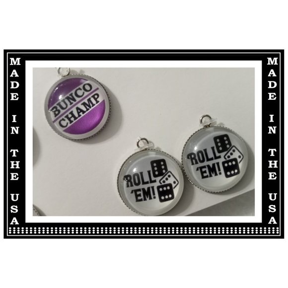 5/$20 BUNCO Dice Game Party Fun - Interchangeable Charm Earrings-5 Pairs in Set - Picture 3 of 7